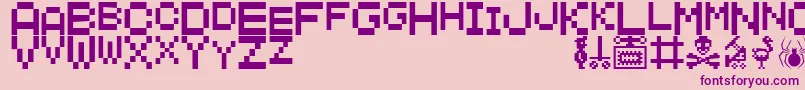ManicMiner Font – Purple Fonts on Pink Background