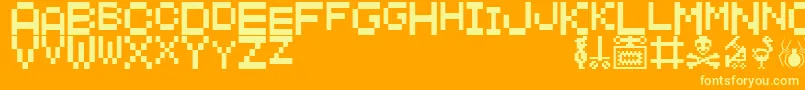 ManicMiner Font – Yellow Fonts on Orange Background