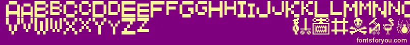 ManicMiner Font – Yellow Fonts on Purple Background