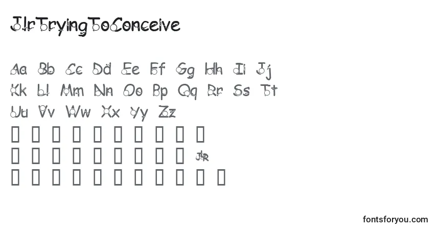 Schriftart JlrTryingToConceive – Alphabet, Zahlen, spezielle Symbole