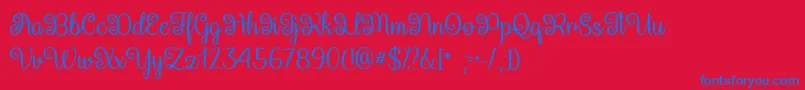 QueenXylophiaOtf Font – Blue Fonts on Red Background