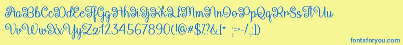 QueenXylophiaOtf Font – Blue Fonts on Yellow Background