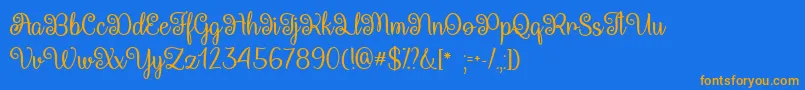 QueenXylophiaOtf Font – Orange Fonts on Blue Background