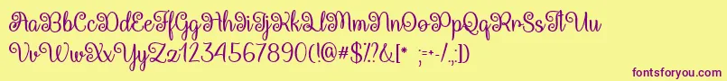 QueenXylophiaOtf Font – Purple Fonts on Yellow Background