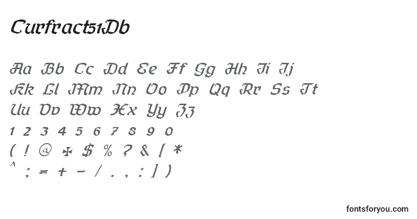 Czcionka Curfract51Db – alfabet, cyfry, specjalne znaki