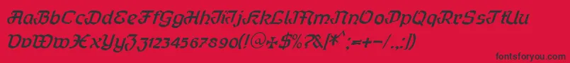 フォントCurfract51Db – 赤い背景に黒い文字