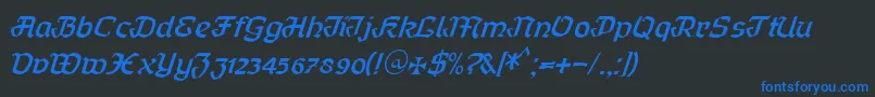Curfract51Db-Schriftart – Blaue Schriften auf schwarzem Hintergrund