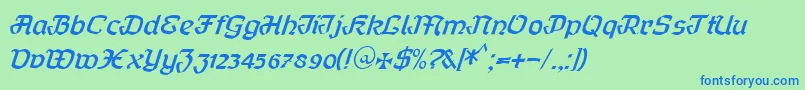 Curfract51Db Font – Blue Fonts on Green Background