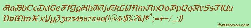 フォントCurfract51Db – 緑の背景に茶色のフォント