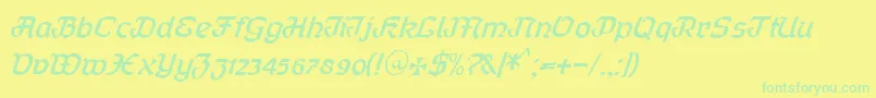 Curfract51Db-Schriftart – Grüne Schriften auf gelbem Hintergrund