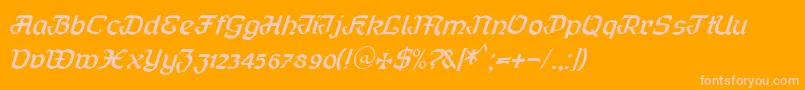 Curfract51Db-Schriftart – Rosa Schriften auf orangefarbenem Hintergrund