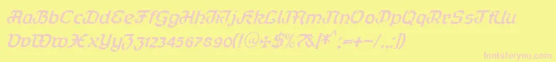 Curfract51Db Font – Pink Fonts on Yellow Background