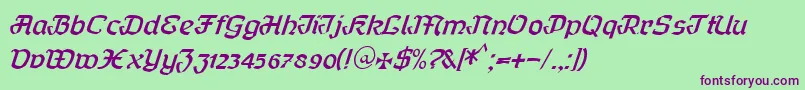 Curfract51Db Font – Purple Fonts on Green Background