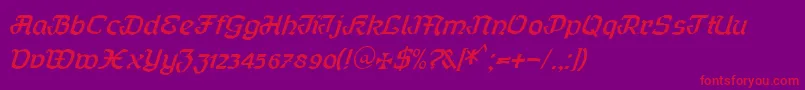 フォントCurfract51Db – 紫の背景に赤い文字
