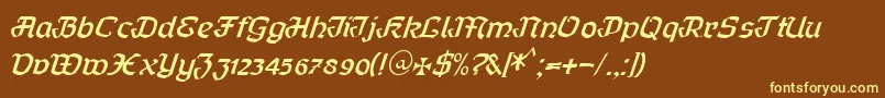 Curfract51Db Font – Yellow Fonts on Brown Background