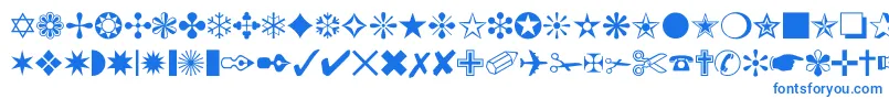 Dingbat-Schriftart – Blaue Schriften auf weißem Hintergrund