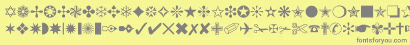 フォントDingbat – 黄色の背景に灰色の文字