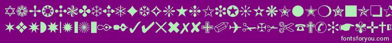 フォントDingbat – 紫の背景に緑のフォント