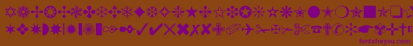 フォントDingbat – 紫色のフォント、茶色の背景