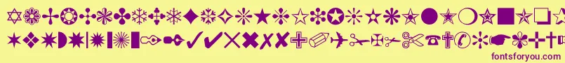 フォントDingbat – 紫色のフォント、黄色の背景