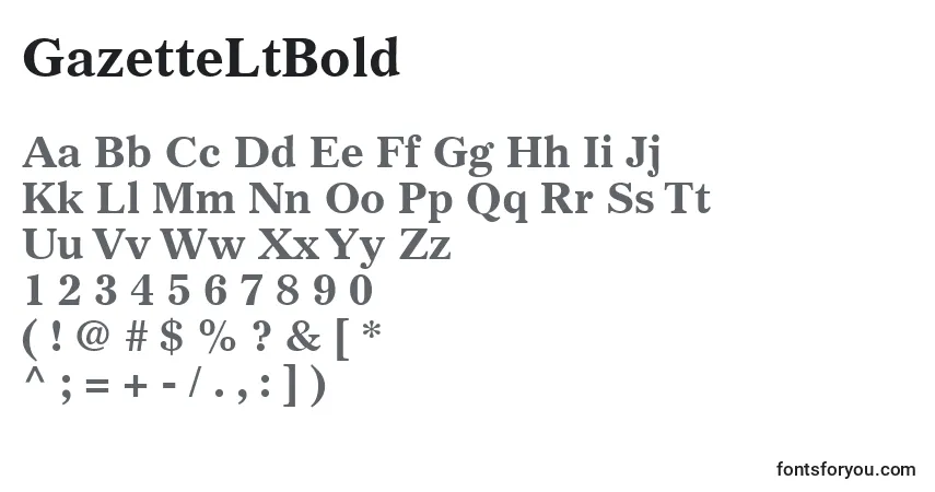 Шрифт GazetteLtBold – алфавит, цифры, специальные символы