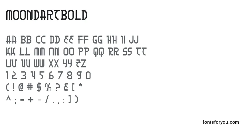 Schriftart MoonDartBold – Alphabet, Zahlen, spezielle Symbole
