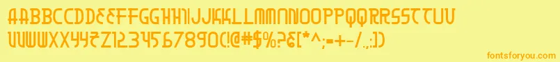 Fonte MoonDartBold – fontes laranjas em um fundo amarelo