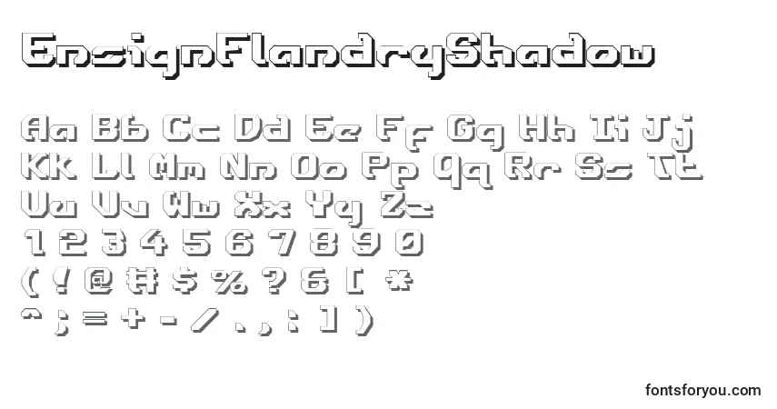 Czcionka EnsignFlandryShadow – alfabet, cyfry, specjalne znaki