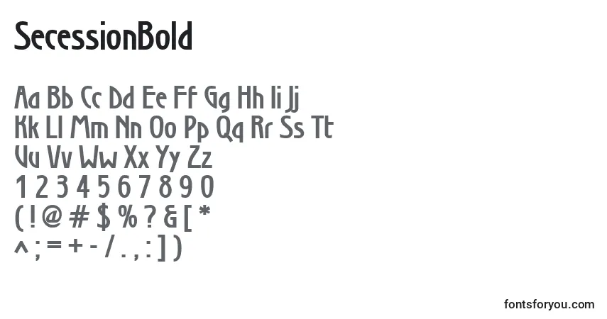 Шрифт SecessionBold – алфавит, цифры, специальные символы