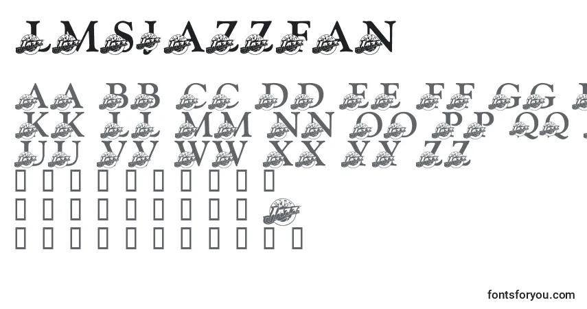 Schriftart LmsJazzFan – Alphabet, Zahlen, spezielle Symbole