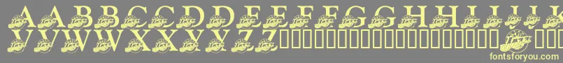 LmsJazzFan-Schriftart – Gelbe Schriften auf grauem Hintergrund