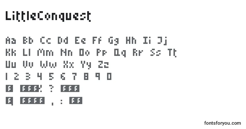 Czcionka LittleConquest – alfabet, cyfry, specjalne znaki