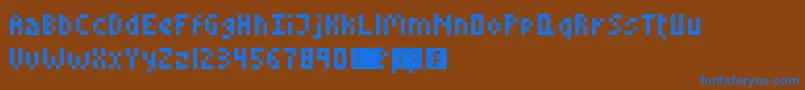 LittleConquest-Schriftart – Blaue Schriften auf braunem Hintergrund