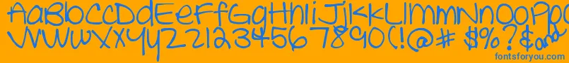 DjbTheCheerleader-Schriftart – Blaue Schriften auf orangefarbenem Hintergrund