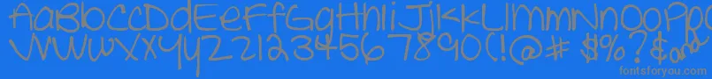DjbTheCheerleader-fontti – harmaat kirjasimet sinisellä taustalla