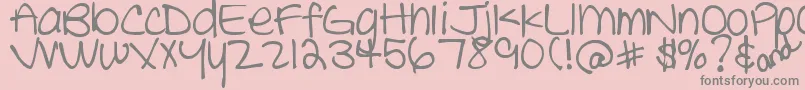 DjbTheCheerleader-fontti – harmaat kirjasimet vaaleanpunaisella taustalla