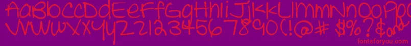 DjbTheCheerleader-Schriftart – Rote Schriften auf violettem Hintergrund