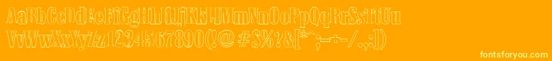 ColoneloutlineBold-fontti – keltaiset fontit oranssilla taustalla