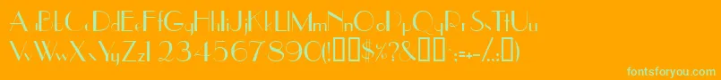 Fonte Jetsetssk – fontes verdes em um fundo laranja