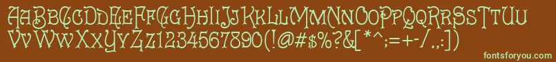 Cruickshank-fontti – vihreät fontit ruskealla taustalla
