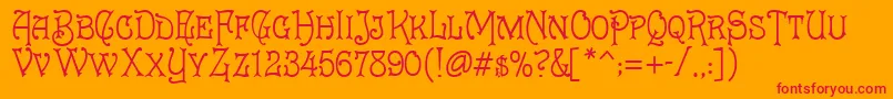 Cruickshank-Schriftart – Rote Schriften auf orangefarbenem Hintergrund