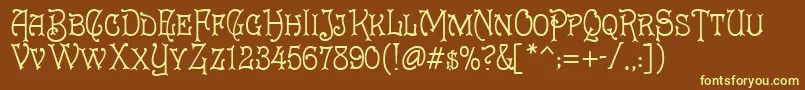 Cruickshank-fontti – keltaiset fontit ruskealla taustalla