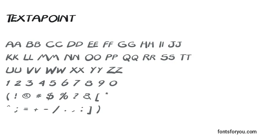 Schriftart Textapoint – Alphabet, Zahlen, spezielle Symbole