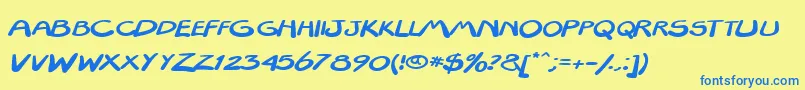 フォントTextapoint – 青い文字が黄色の背景にあります。