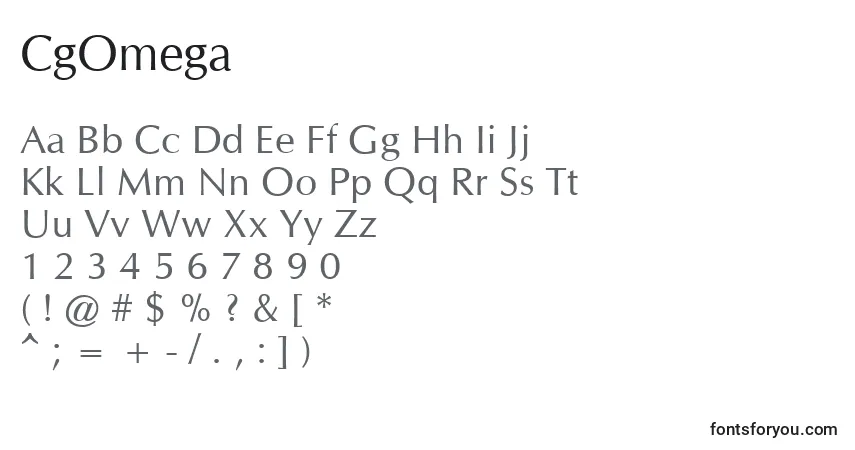 Czcionka CgOmega – alfabet, cyfry, specjalne znaki