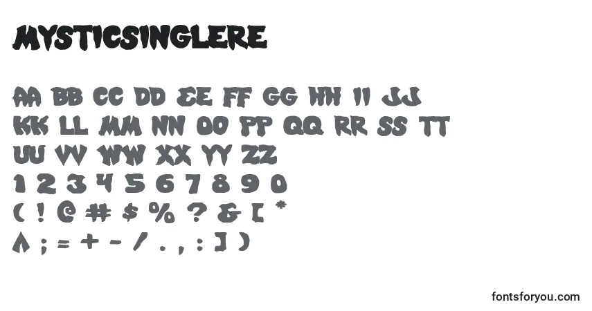 A fonte Mysticsinglere – alfabeto, números, caracteres especiais