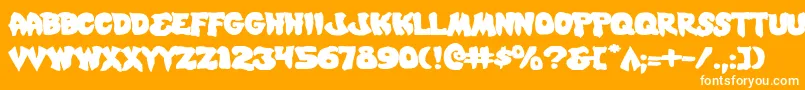 Mysticsinglere-Schriftart – Weiße Schriften auf orangefarbenem Hintergrund
