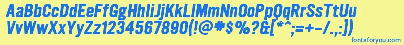 UltramagneticBoldoblique Font – Blue Fonts on Yellow Background