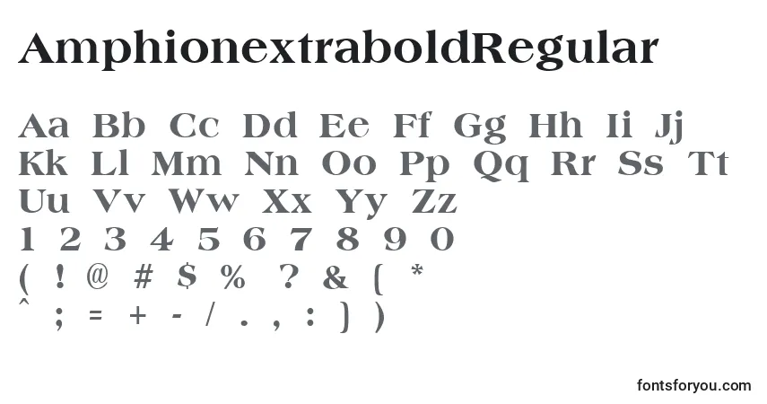 A fonte AmphionextraboldRegular – alfabeto, números, caracteres especiais