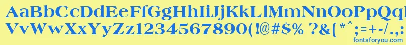 AmphionextraboldRegular Font – Blue Fonts on Yellow Background